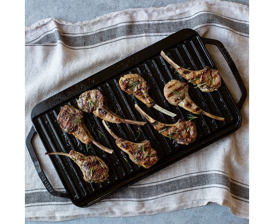 Двусторонний гриль с ручками и бортом, Chef Collection, 26х50 см, чугунный, LCDRG, Lodge, фото , изображение 4