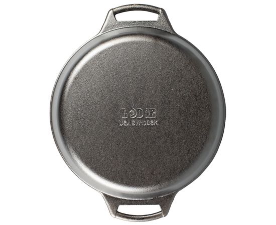 Сковорода с двумя ручками круглая 26 см, черная, чугун, Lodge, фото , изображение 4