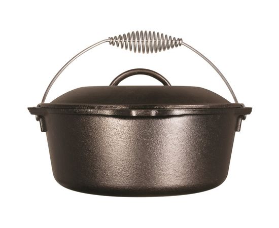 Жаровня со спиральной ручкой, объем: 4,7 л, диаметр: 30 см, материал: чугун, черная, LODGE, США, фото , изображение 2
