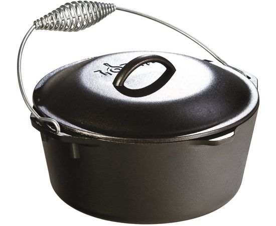 Жаровня со спиральной ручкой, объем: 4,7 л, диаметр: 30 см, материал: чугун, черная, LODGE, США, фото 