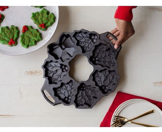 Форма для выпечки печенья с силиконовыми прихватами, круглая, 32 см, 7 отделений, материал: чугун, BWHWA1, BAKEWARE, LODGE, США, фото , изображение 8