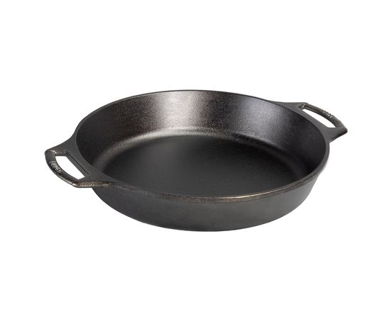 Сковорода с двумя ручками круглая 26 см, черная, чугун, Lodge, фото 