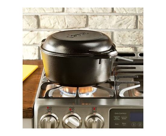 Кастрюля 5,7 л + крышка-гриль, Chef Collection, 30 см, чугунная, LC6DD, Lodge, фото , изображение 4