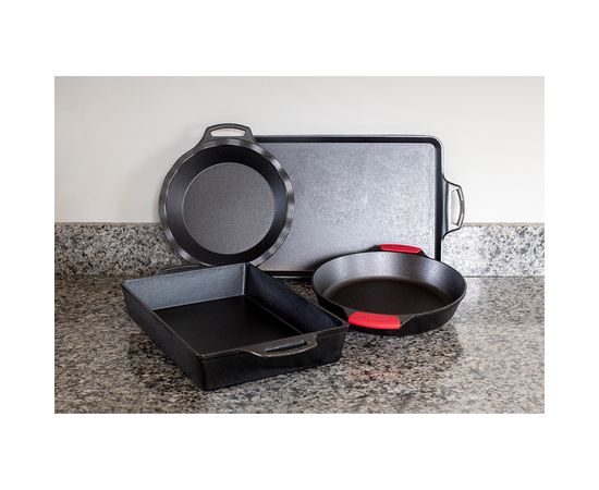 Сковорода с двумя ручками круглая 26 см, черная, чугун, Lodge, фото , изображение 12