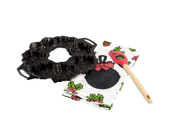 Форма для выпечки печенья с силиконовыми прихватами, круглая, 32 см, 7 отделений, материал: чугун, BWHWA1, BAKEWARE, LODGE, США, фото , изображение 4