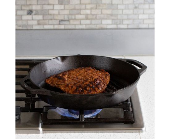 Сковорода-гриль с двумя ручками, 30.48 см, чугун, L10GPL, LODGE, фото , изображение 3