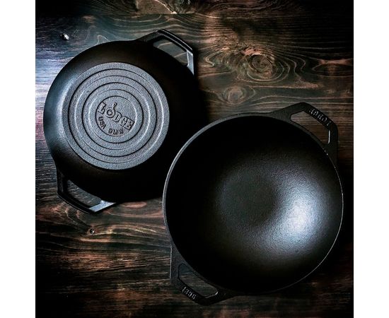 Вок-Мини с двумя ручками, диаметр: 15 см, материал: чугун, черный, LODGE, США, фото , изображение 3