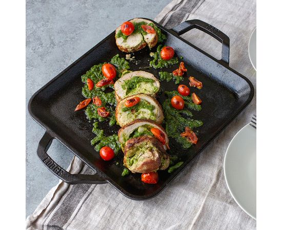 Сковорода квадратная с двумя ручками, Chef Collection, 28 х28 см, чугунная, LC11SGR, Lodge, фото , изображение 5