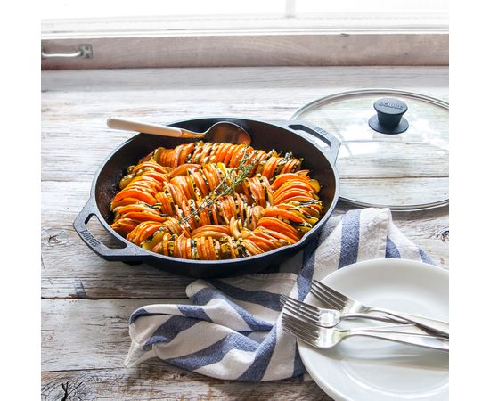 Сковорода с двумя ручками и стеклянной крышкой, Chef Collection 30 см, чугунная, LC12EP, Lodge, фото , изображение 4