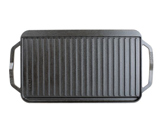 Двусторонний гриль с ручками и бортом, Chef Collection, 26х50 см, чугунный, LCDRG, Lodge, фото , изображение 3