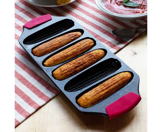 Форма для выпечки с силиконовыми прихватами, прямоугольная, размер: 15 х 36 см, 6 ячеек, материал: чугун, BW6CRNA1, BAKEWARE, LODGE, США, фото , изображение 8