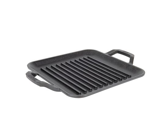 Гриль квадратный с двумя ручками, Chef Collection, 28 см, чугунный, LC11SGP, Lodge, фото 