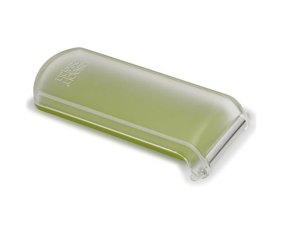 Овощечистка с горизонтальным гладким лезвием и емкостью для очисток PeelStore зеленая, Joseph Joseph, фото 