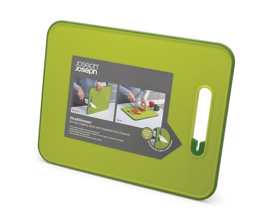 Доска разделочная с ножеточкой Slice & Sharpen™ большая зеленая, Joseph Joseph, фото , изображение 4