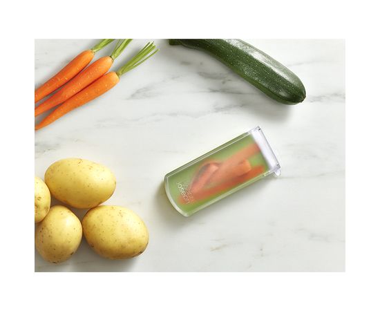 Овощечистка с горизонтальным гладким лезвием и емкостью для очисток PeelStore зеленая, Joseph Joseph, фото , изображение 6