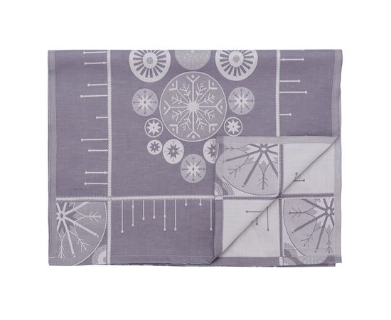Дорожка из хлопка фиолетово-серого цвета с рисунком Ледяные узоры, New Year Essential, 53х150см, Tkano, фото 