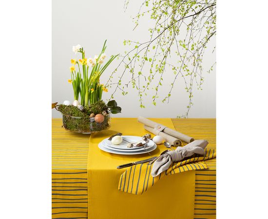 Дорожка на стол из хлопка горчичного цвета из коллекции Prairie, 45х150 см, Tkano, фото , изображение 5