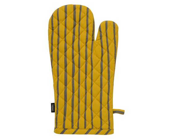 Прихватка-варежка из хлопка горчичного цвета с принтом Полоски из коллекции Prairie, 33х17,5 см, Tkano, фото 