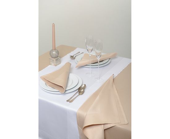 Дорожка белого цвета с фактурным рисунком из хлопка из коллекции Essential, 53х150см, Tkano, фото , изображение 4