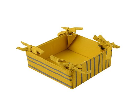 Корзинка для хлеба из хлопка горчичного цвета с принтом Полоски из коллекции Prairie, 30х30 см, Tkano, фото 