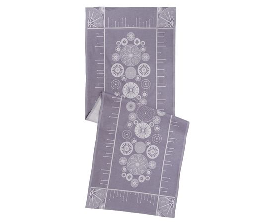 Дорожка из хлопка фиолетово-серого цвета с рисунком Ледяные узоры, New Year Essential, 53х150см, Tkano, фото , изображение 2