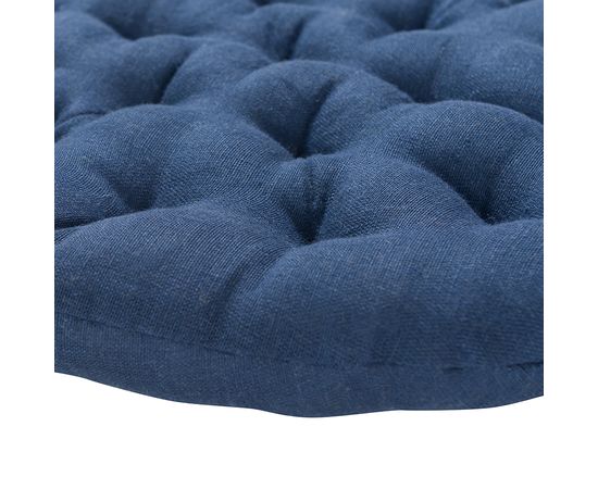 Подушка на стул круглая из стираного льна синего цвета из коллекции Essential, 40х40x4 см, Tkano, фото , изображение 2