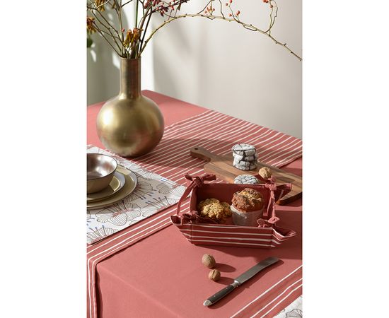 Корзинка для хлеба из хлопка терракотового цвета с принтом Полоски из коллекции Prairie, 30х30 см, Tkano, фото , изображение 7