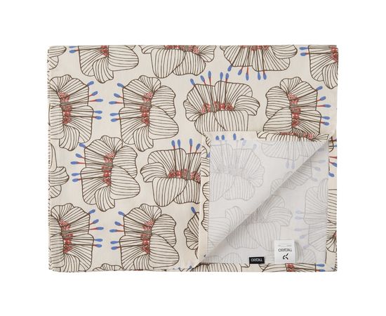 Дорожка на стол из хлопка молочного цвета с принтом Цветы из коллекции Prairie, 45х150 см, Tkano, фото 