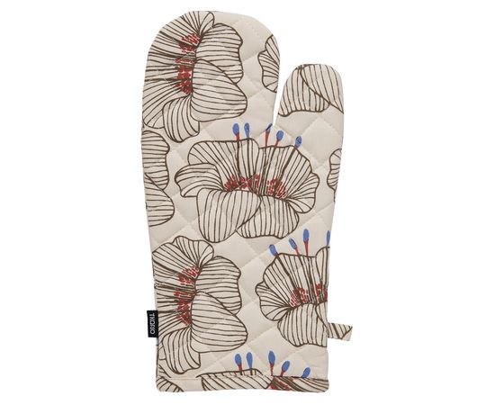 Прихватка-варежка из хлопка молочного цвета с принтом Цветы из коллекции Prairie, 33х17,5 см, Tkano, фото 