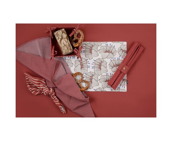 Корзинка для хлеба из хлопка терракотового цвета с принтом Полоски из коллекции Prairie, 30х30 см, Tkano, фото , изображение 2