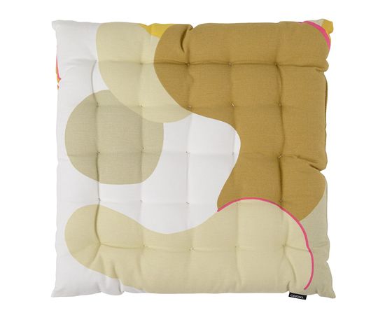 Подушка на стул из хлопка горчичного цвета с авторским принтом из коллекции Freak Fruit, 40х40 см, Tkano, фото 