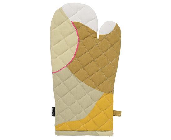 Прихватка-варежка из хлопка горчичного цвета с авторским принтом из коллекции Freak Fruit, 33х17,5 см, Tkano, фото 