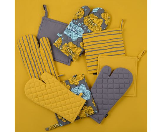 Прихватка-варежка из хлопка серого цвета из коллекции Essential, 33х17,5 см, Tkano, фото , изображение 2