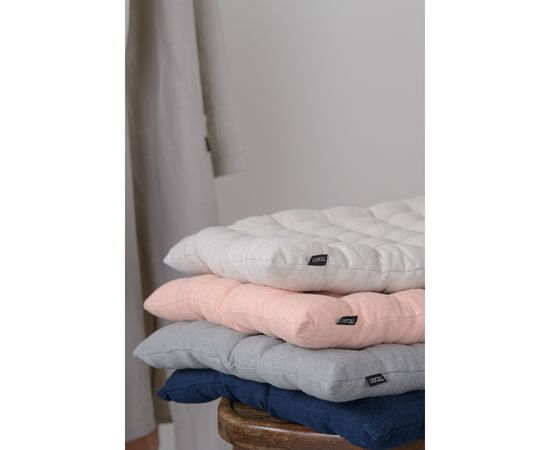 Подушка стеганая на стул из умягченного льна розово-пудрового цвета из коллекции Essential, 40х40 см, Tkano, фото , изображение 2