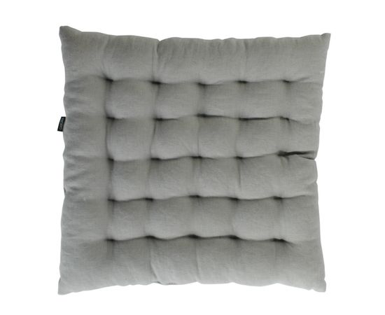 Подушка на стул стеганая из умягченного льна серого цвета, 40х40 см, Tkano, фото 