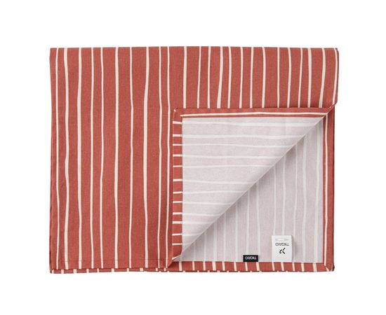 Дорожка на стол из хлопка терракотового цвета с принтом Полоски из коллекции Prairie, 45х150 см, Tkano, фото 