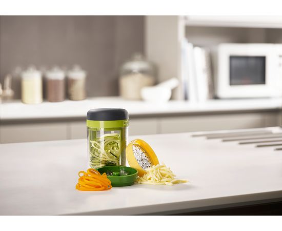 Терка спиралайзер с тремя лезвиями и контейнером для хранения Spiro, Joseph Joseph, фото , изображение 2