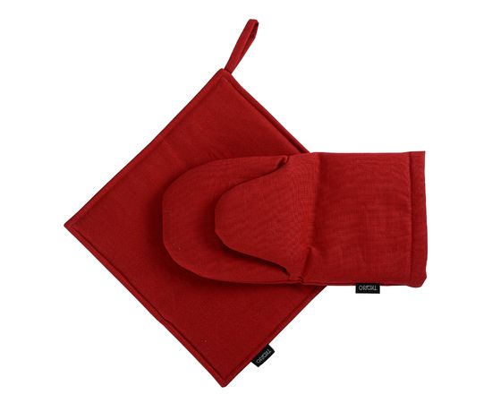 Варежка-прихватка из хлопка красного цвета из коллекции Russian North, 31х15 см, Tkano, фото , изображение 2