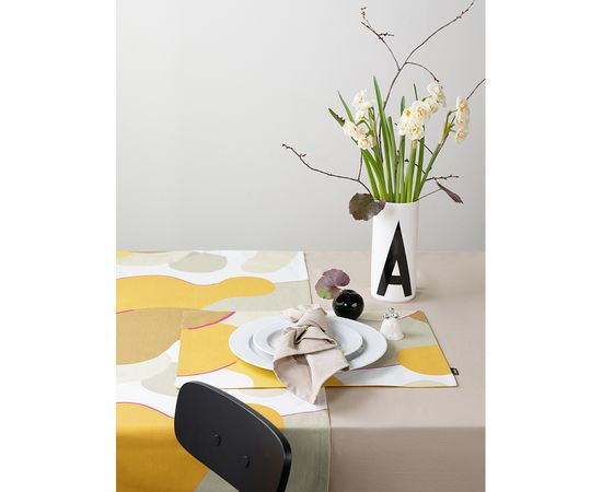 Дорожка на стол из хлопка горчичного цвета с авторским принтом из коллекции Freak Fruit, 45х150 см, Tkano, фото , изображение 5