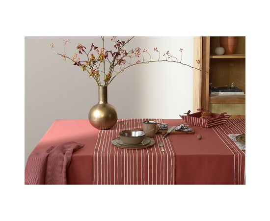 Корзинка для хлеба из хлопка терракотового цвета с принтом Полоски из коллекции Prairie, 30х30 см, Tkano, фото , изображение 5