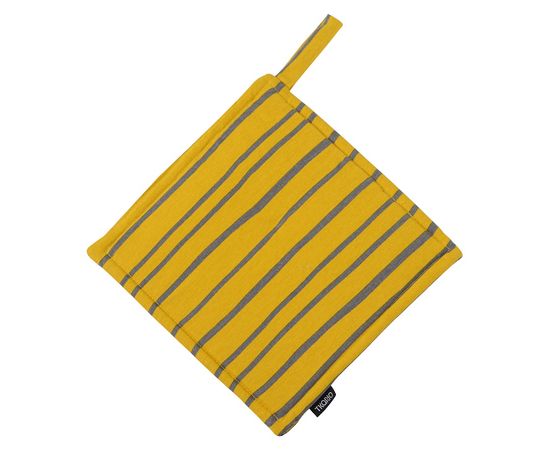 Прихватка из хлопка горчичного цвета с принтом Полоски из коллекции Prairie, 22х22 см, Tkano, фото 