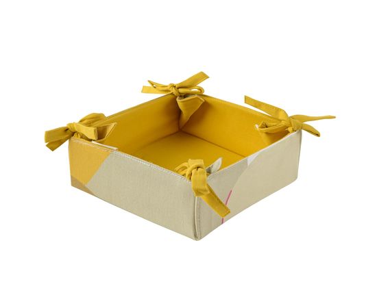 Корзинка для хлеба из хлопка горчичного цвета с авторским принтом из коллекции Freak Fruit, 30х30 см, Tkano, фото 