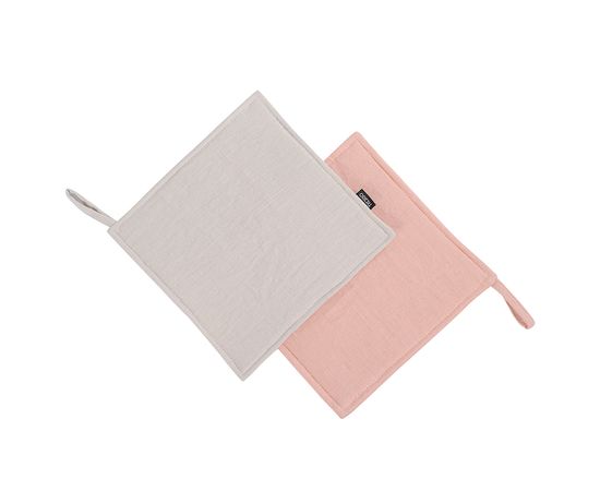 Прихватка из умягченного льна розово-пудрового цвета из коллекции Essential, 22х22 см, Tkano, фото , изображение 3