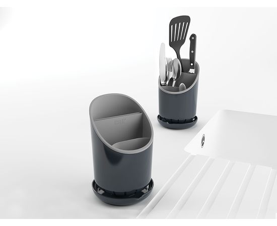 Сушилка для столовых приборов со сливом Dock™ серая, Joseph Joseph, фото , изображение 4