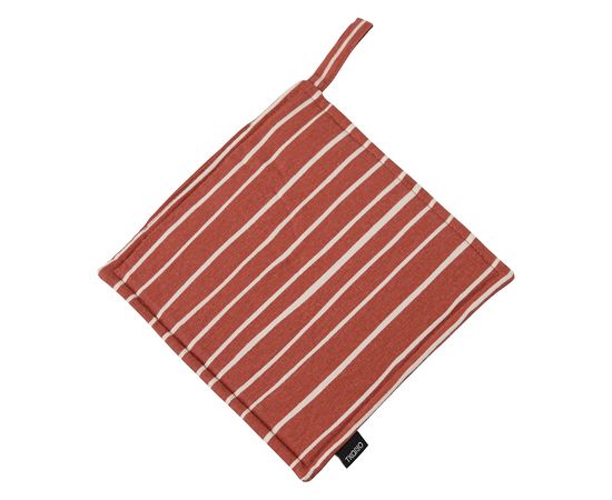 Прихватка из хлопка терракотового цвета с принтом Полоски из коллекции Prairie, 22х22 см, Tkano, фото 