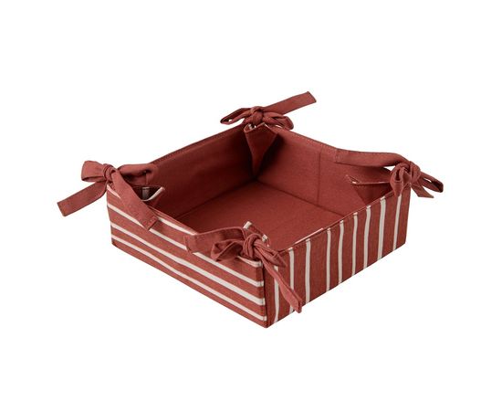 Корзинка для хлеба из хлопка терракотового цвета с принтом Полоски из коллекции Prairie, 30х30 см, Tkano, фото 