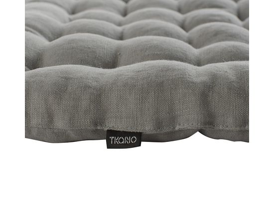 Подушка на стул стеганая из умягченного льна серого цвета, 40х40 см, Tkano, фото , изображение 2