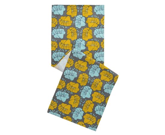 Дорожка на стол из хлопка серого цвета с принтом Цветы из коллекции Prairie, 45х150 см, Tkano, фото , изображение 2