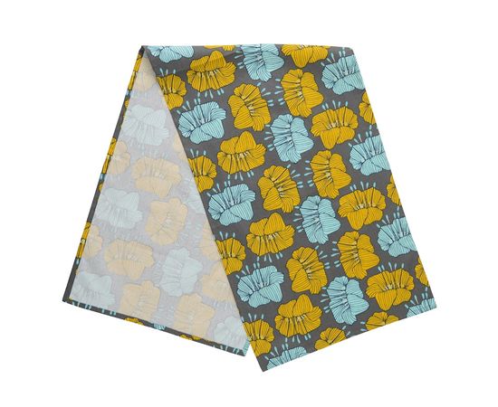 Дорожка на стол из хлопка серого цвета с принтом Цветы из коллекции Prairie, 45х150 см, Tkano, фото , изображение 3