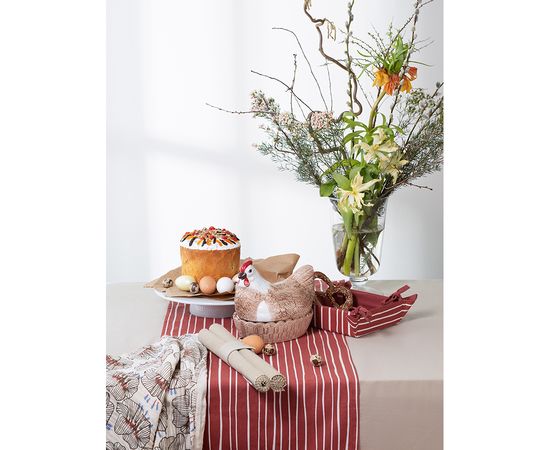 Корзинка для хлеба из хлопка терракотового цвета с принтом Полоски из коллекции Prairie, 30х30 см, Tkano, фото , изображение 3